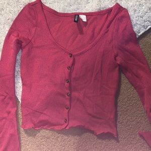 Pink long sleeve crop top